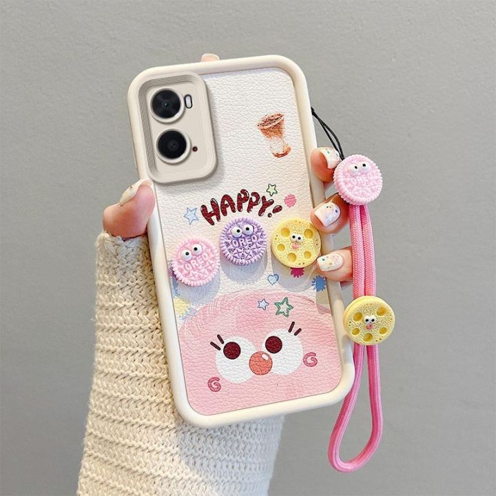 lthmy for OPPO A96 4G Case Compatible with Leather Case Cute Cartoon Protection Edge Soft and Shockproof Cell Cover with Lanyard Phone Cover