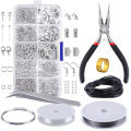 912Pcs Wire Hot Sell Jewelry Making Starter Kit For DIY Crafts With Repair Tool - Silver. 