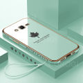For Samsung Galaxy Grand Prime Plus Back Cover Luxury 6D Plating Frame Maple Leaf Pattern Shiny Bling Cases Soft Silicone Square Mobile Phone Case. 