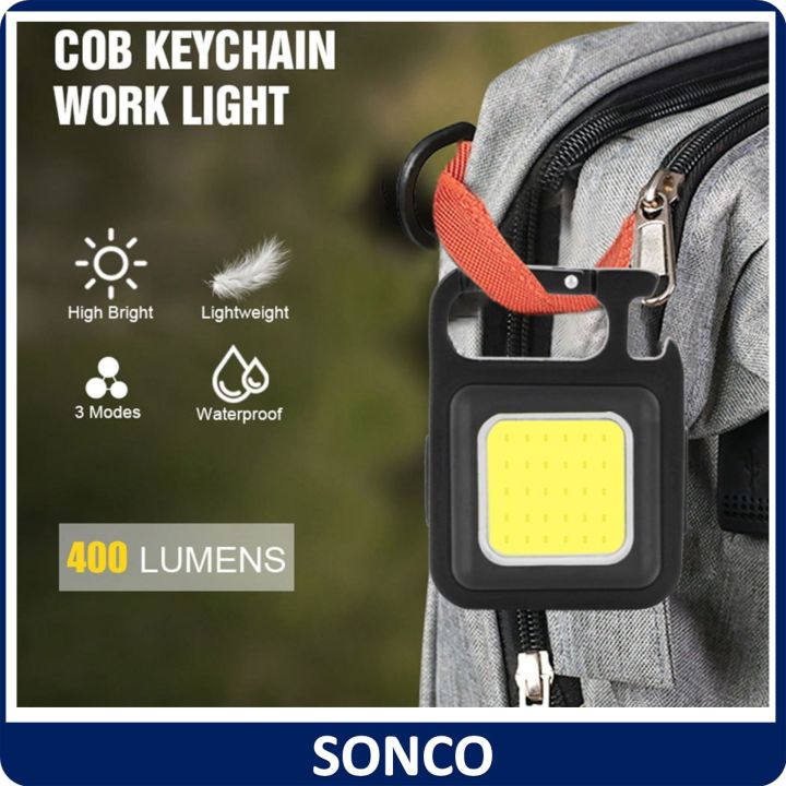 lampu suluh Multifunctional USB Rechargeable COB Chargeable Flashlight Work Lamp Mini Keychain LED Light