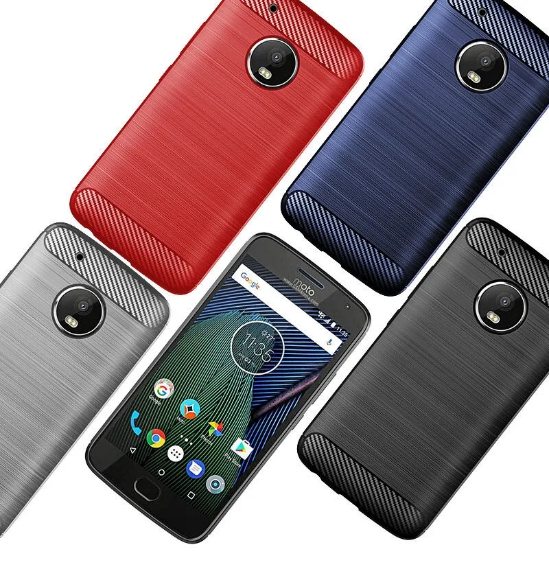 lthmy for Motorola Moto G5 Plus Case Carbon Fiber TPU Soft