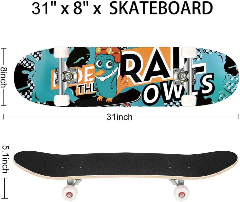 31'' Complete Skateboard 7 Layer Canadian Maple Double Kick Deck Skateboards Water Filled Fish Skate Board For Beginner Adult - View #6