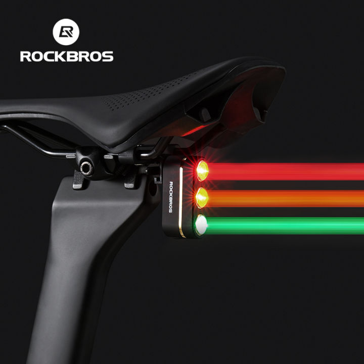 ROCKBROS 3-Color Light Bicycle Taillights Brake Sensor Cycling Rear Light 50H Long Battery Life Vibration Induction MTB Road Bike Night Safety Riding Equipment