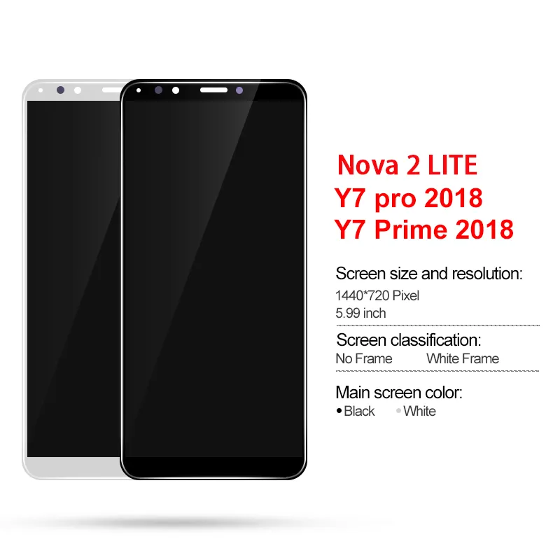 Écran LCD Complet Noir De Remplacement Pour Huawei Y7 Prime 2018 / Nova 2 Lite