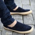 Britsh Men's Casual Canvas Sneakers Slip On Loafer Moccasin Zapato Breathe Shoes -Intl - Dark blue 42. 