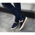 Britsh Men's Casual Canvas Sneakers Slip On Loafer Moccasin Zapato Breathe Shoes -Intl - Dark blue 42. 