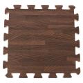 9PCS Wood New Interlock EVA Foam Floor Puzzle Pad Work Gym Mat Kid Safety Play Rug - Deep wood grain. 