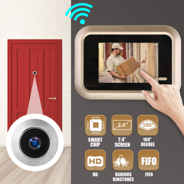 2.4" LCD 160° 100M USB Rechargeable Digital Smart Peephole Door Eye ...