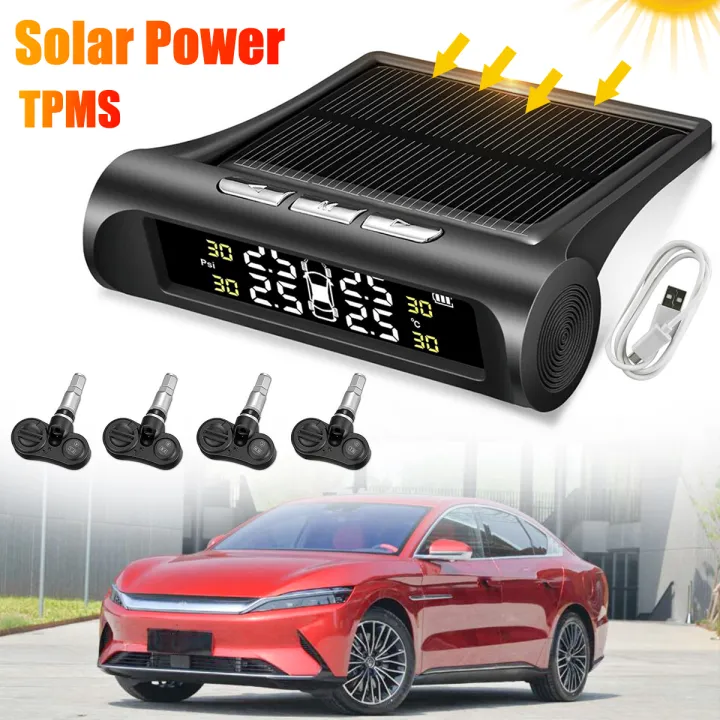 Car TPMS Tyre Pressure System Solar Power LCD Display+ 4 Internal ...