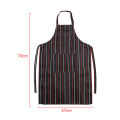 【HOT】 Adult Black Stripe Bib Cooking Apron With Pockets Cotton Home Kitchen Chef Restaurant Waiter Aprons Fashion For Cooking Baking Adjustable Apron For Man Woman. 