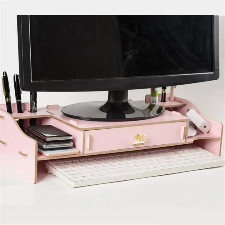 Pink Monitor Riser For Desk Desktop Computer Riser Stand TV LCD Screen Monitor Mount Display Desk ...
