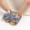 Sandal bukan Slip kain tunggal berjalan selesa gadis bayi kanvas Bowtie kasut sandal tali pinggang elastik. 