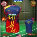 NEW Design Edition Malaysia Badminton Jersey Yonex Sleeveless T shirt Ready Stock All Size Free Custom Name. 