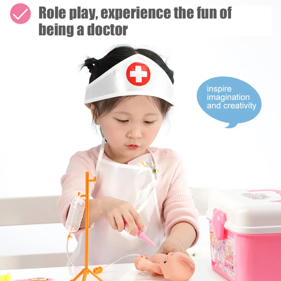 Dzrige Kids Doctor Playset - Doctor Nurse Costume With Apron & Headdress For Role Play