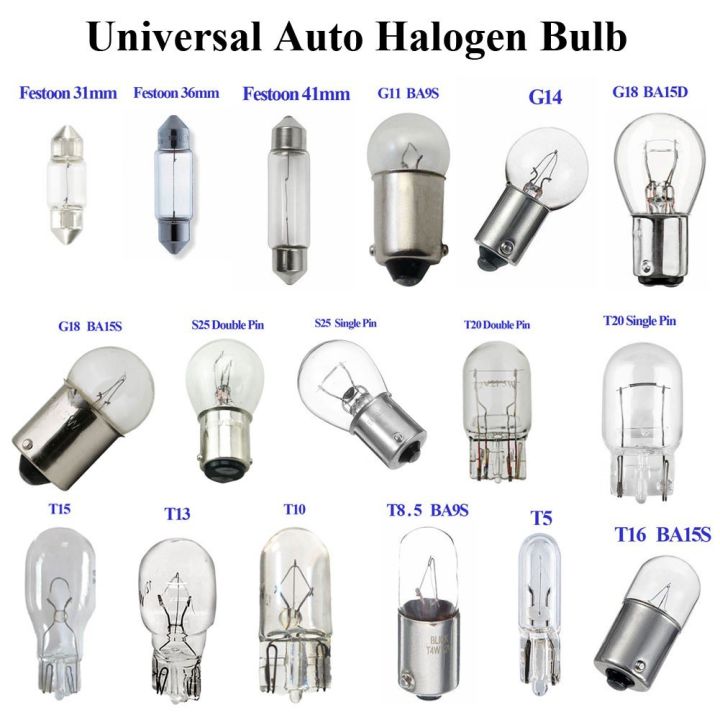 xps Universal Halogen Bulb T5 T10 T15 T16 T20 S25 1156 1141 1016 G11 G18 12V Car Accessories Parking License Plate Dome side marker light Interior Light Lamp