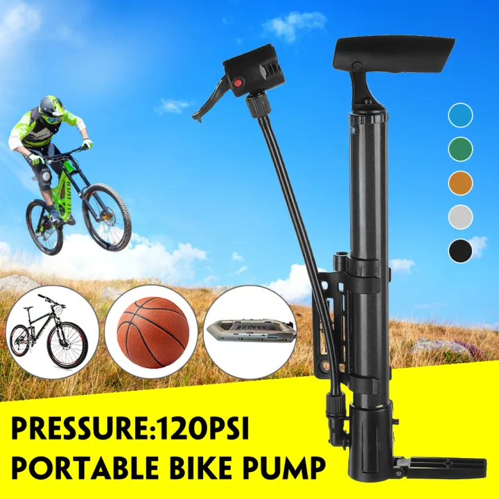 120PSI High Pressure Floor Standing Bike Pump Cycle Bicycle Tyre Hand ...