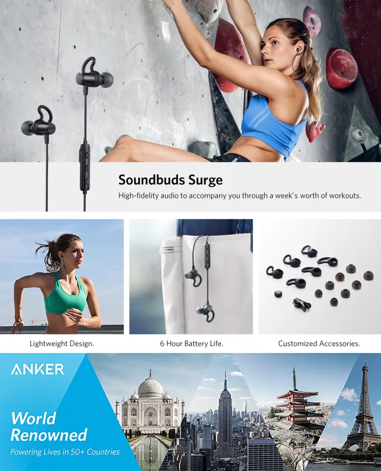 Anker SoundBuds Surge Lightweight Wireless Headphones, Bluetooth