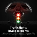 ROCKBROS 3-Color Light Bicycle Taillights Brake Sensor Cycling Rear Light 50H Long Battery Life Vibration Induction MTB Road Bike Night Safety Riding Equipment. 
