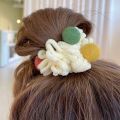 REEBO Wide Cute Simple Female Intestine Bands Headwear For Girls Gift Plush Ball Towel Mop Scrunchies Korean Style Rope Ponytail Holder Women Hair Ring.