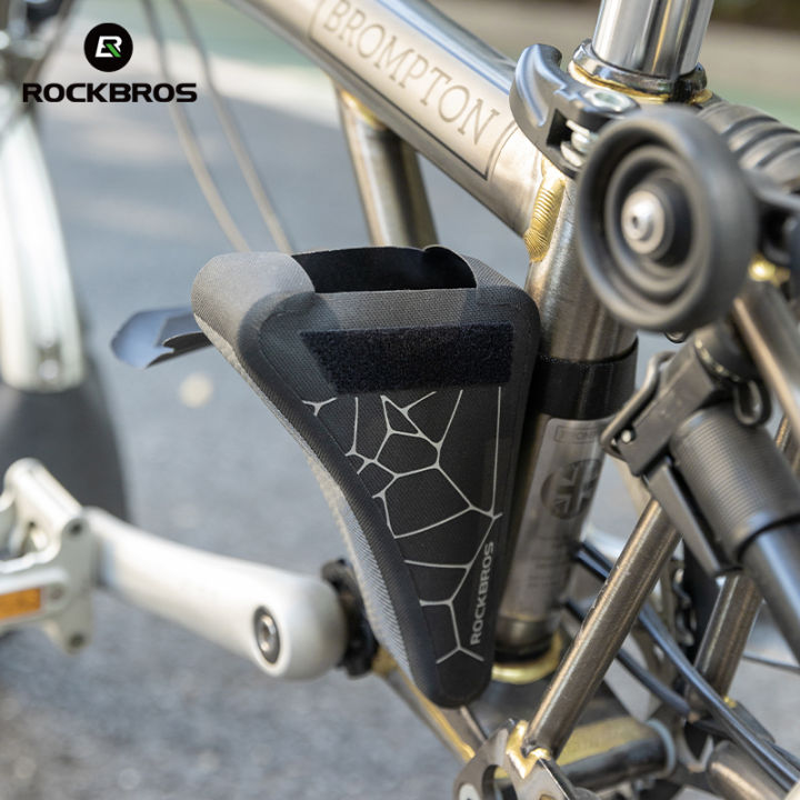 ROCKBROS Folding Triangle Tool Bag Waterproof Lightweight Fashion 0.32L Tool Storage Bag For Brompton Folding Bicycle Hidden Bags Accessory