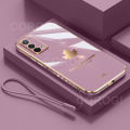 For OPPO F19 Back Cover Luxury 6D Plating Maple Leaf Side Pattern Soft Silicone Square Mobile Phone Case. 