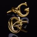 Men Gold Highquality Initial Letter Alphabet Alloy Cufflinks Wedding Gift Shirt Cuff Links - G. 