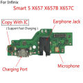 USB Charging Port Dock Connector Board Flex Cable Replacement Repair Parts For Infinix Smart 5 X657 X657B X657C With IC Support fast Charge. 