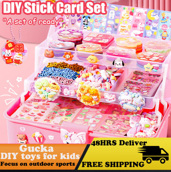 YR 1008PCS Full CUCKOO Material Package Kids Keychain DIY Hand Tools Goo Card Gift Hadiah Tahun Baru Gupan Sticker Guka Set