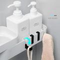 Punch-Free Storage Corner Rack Shelf Towel Hanger Hook Bathroom Kitchen Shelf - Grey. 