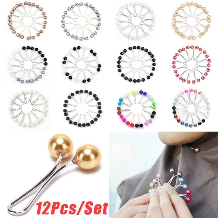 Weicoca 12pcs Scarf Pins - U Shape Pearl Clips For Hijab, Shawl & Hair Accessories (Black, White, Gold) - View #10