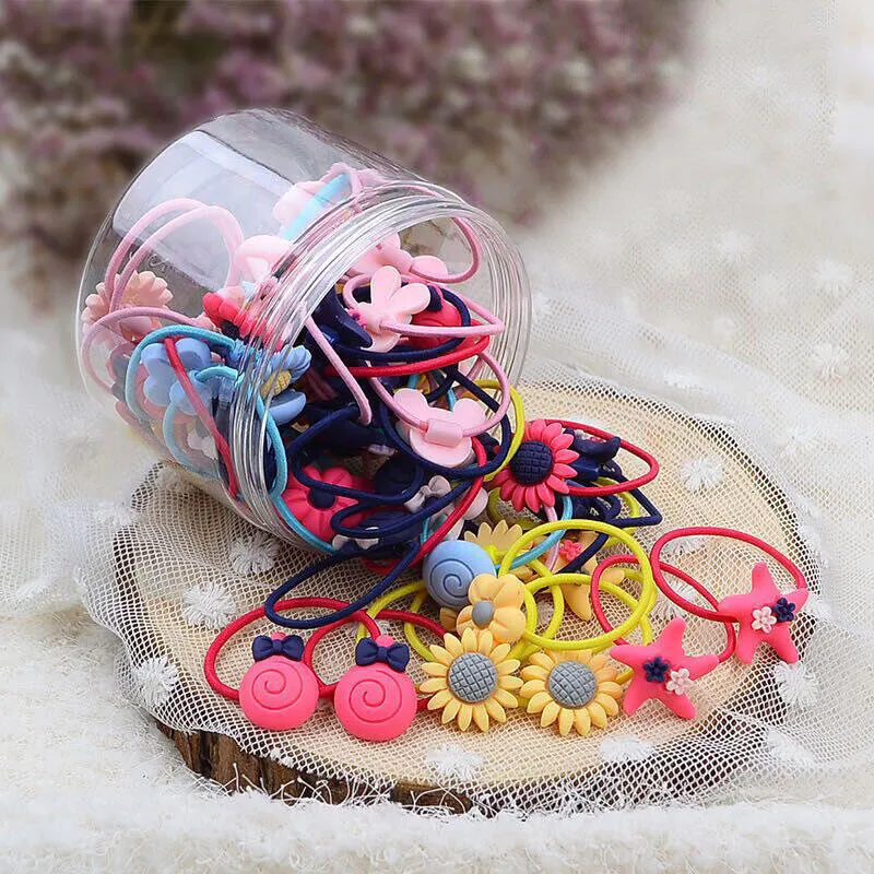 40Pcs/Set Cute Elastic Baby Hair Rope Sweet Bowknot Floral Infant