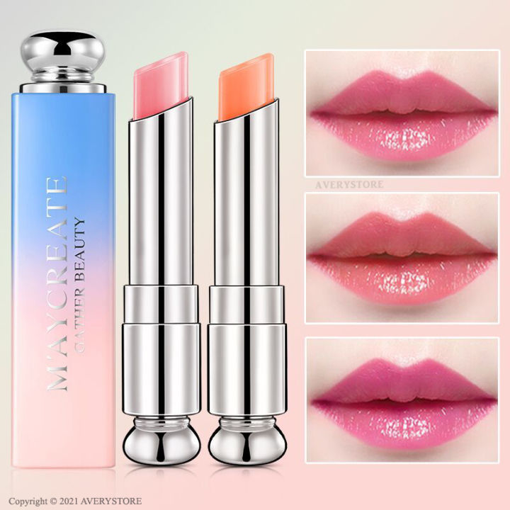 Original Profesional YuanbingHot Selling MAYCREATE Lip Balm Color Change 💄 健美创研渐变口红 Pelembap Bibir Berubah Warna Kalis Air Lipstick Moisturizing Waterproof