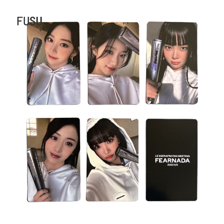 5Pcs Set Kpop LE SSERAFIM Lomo Cards FEARNADA Photocard FM Small Support Light Card Postcards Fans Gifts