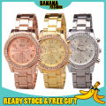 [HOTTEST WATCH] Original Geneva Luxury Stainless Steel Diamond Chronograph Women Watch Jam Tangan Wanita Perempuan. 