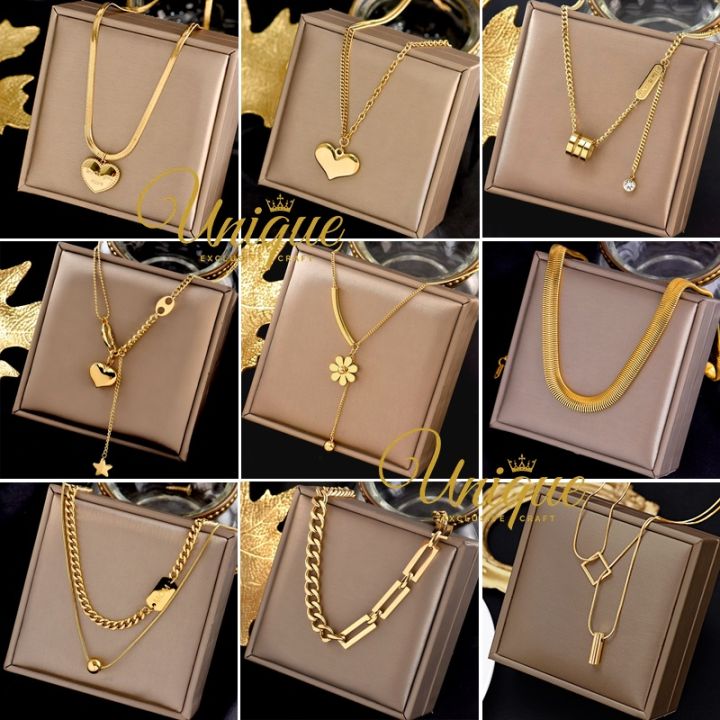 UNIQUE Simple INS Ladies Pendant Necklace Korean Style HOT Rantai Leher Kalung Loket Sale Jewelry Set Accessories Gift