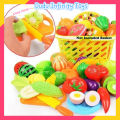 Kid Set Kitchen Pretend Play Mainan Fruit Cutting Toys Mix & Match. 