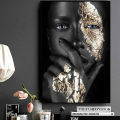 CM-40x60 Frameless Wall Decoration Black Gold Woman Canvas African Art Best Selling Oil Painting Print Pictures. 