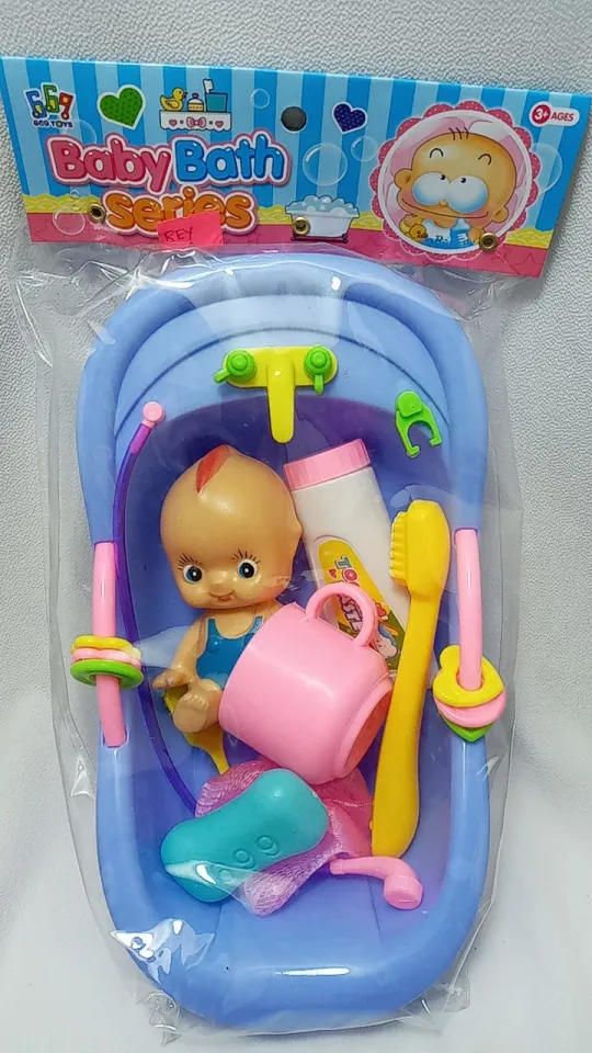Baby Doll Bathtub and Accessories Set (6pcs) Pretend Play Bath