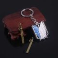 YOCKY Personality Men School Bag Scout Regiment Giant Legion Flag Alloy Anime Rings Attack On Titan Necklace Car Chain Key Chains Pendant. 