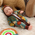 25cm Reborn Baby Dolls Lifelike Newborn Artist Handmade Sleeping Baby Sweet Girl-Green-B. 
