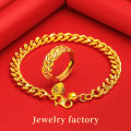 Jewellery 916 Malaysia Set Lelong Viral Murah Rantai Cop Emas Suasa 375 Original Lucky Love Korea & Bangkok Gold Peach Heart Bracelet for Women and Men Fashion Gelang Tangan Lelaki. 
