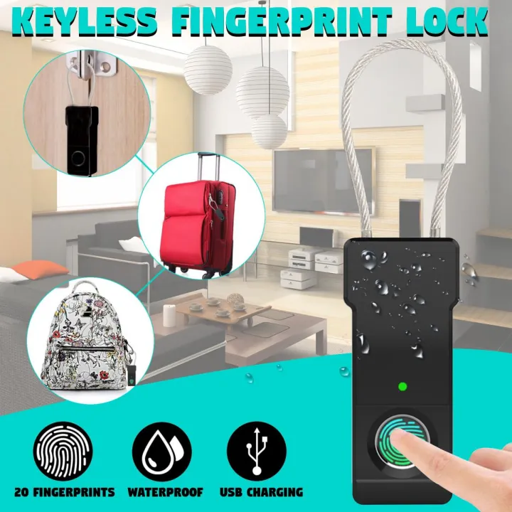 Smart Keyless Fingerprint Lock Universal Serial Bus Rechargeable ...