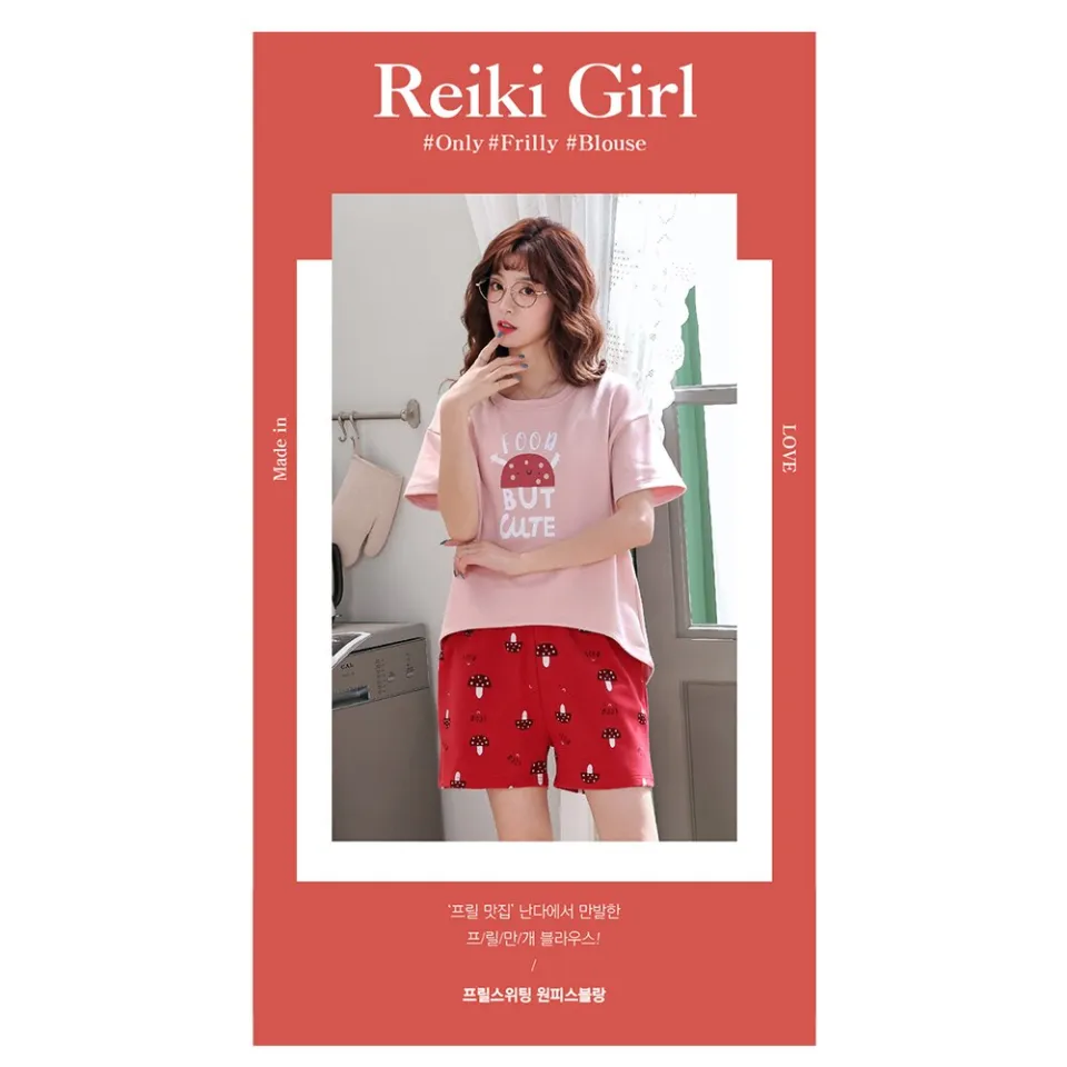 Summer Women Cotton Cartoon Pajamas Set Cute Pyjamas Sleepwear