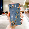 For Realme C11 Back Cover with 3D Love Heart Wristband Chain Fashion Bracelet Shiny Plating Phone Case Soft Silicone Bumper Protective Cover. 