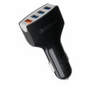 4 Port USB Car Charger Socket Adapter QC 3.0 5V 9V 12V Fast Quick Charge LED - Black. 