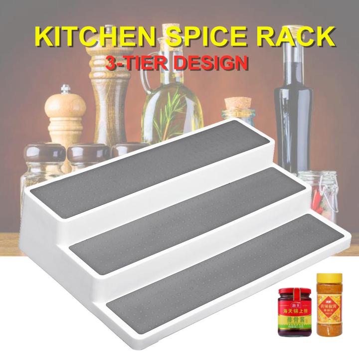 3 Tier Round Cabinet Kitchen Spice Seasoning Rack Jar Storage Organizer ...