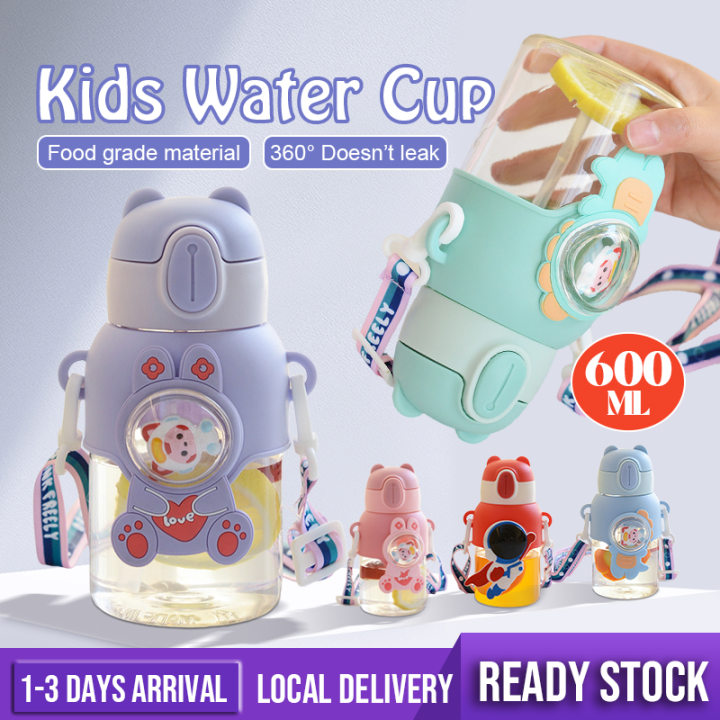 ml D Sticker Portable Kids Water Bottle With Straw Botol Air Children School