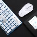 Waterproof Wireless New 2.4G Mute Rechargeable Ergonomic Gaming Keyboard + Mouse Set - Silver Blue matte. 