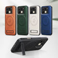 For Infinix Note 40 Pro Case Leather Stand Case Magnetic Cover Mag-safe Charge Shockproof Full Camera Shell Back cover Phone Cases.