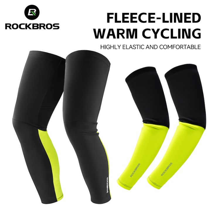ROCKBROS Autumn Winter Arm And Leg Sleeves Warm Windproof Moisture-Wicking Long Sleeves Unisex Running Bicycle Motorcycle Cycling Outdoor Equipment